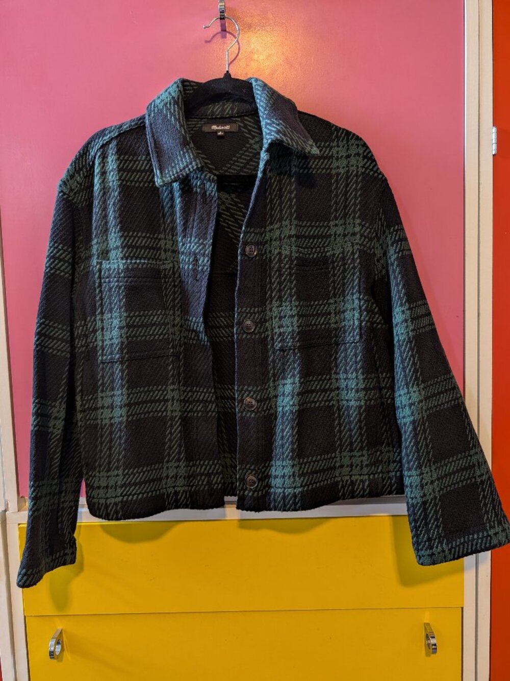 Madewell Plaid Shirt Jacket Shacket Forest Green Black Size Small